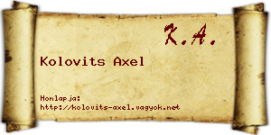 Kolovits Axel névjegykártya